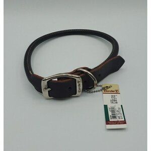 Circle T Pet Brown Leather Round Flat Rolled Dog Collar - 22 Inch NWT